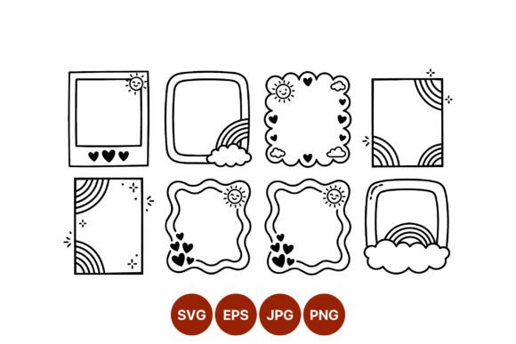 Black and White Vector Frames Sun Hearts: A Practical Design Resource
