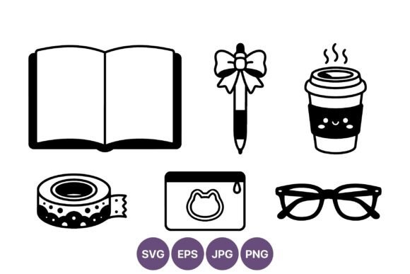Black White Cute Pen Bow Coffee Cup Set