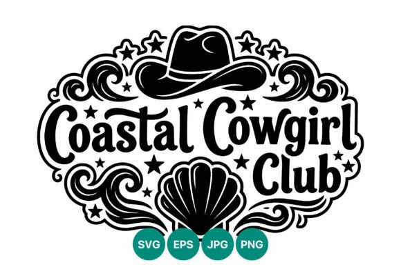 Coastal Cowgirl Club Western Vector: Elevating Your Creative Projects with High-Contrast Design