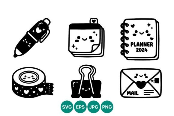 Cute Kawaii Planner 2024 Vector Art