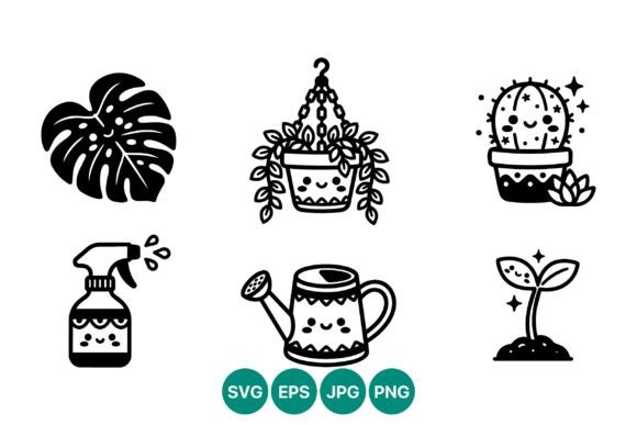 Cute Plant Icons Black White: Design Essentials