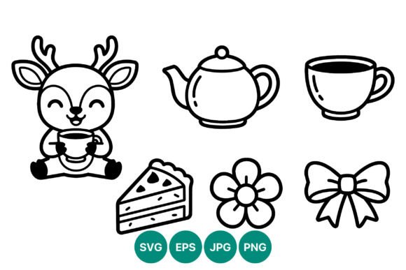 Cute Reindeer Holding Cup Line Art: A Versatile Resource for Crafters and Designers