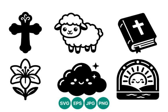 Cute Religious Lamb Cross & Bible Art