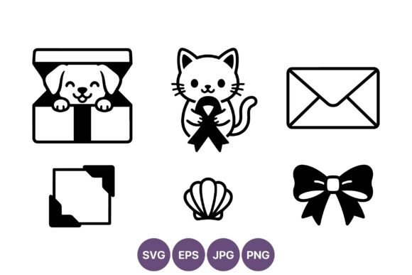 Dog Cat Bow Ribbon Envelope Shell Icons: A Versatile Toolkit for Modern Design
