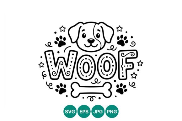 Dog Woof Black White Line Art: A Versatile Design Element for Every Creator