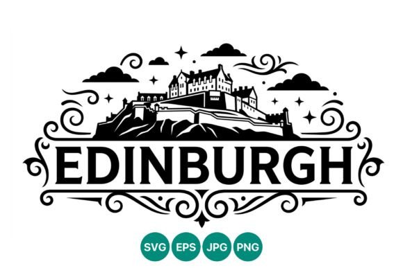 Edinburgh Castle Black White Vector: A Versatile Design Asset for Every Project
