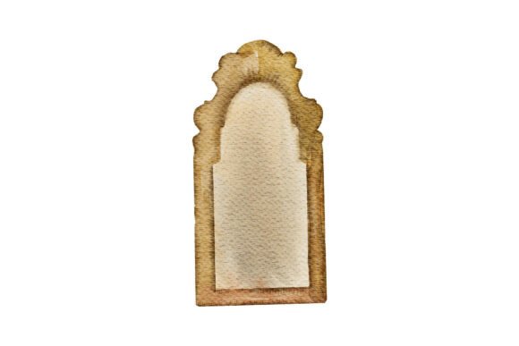 Elevating Digital Design with Watercolor Oriental Brass Mirror Clipart