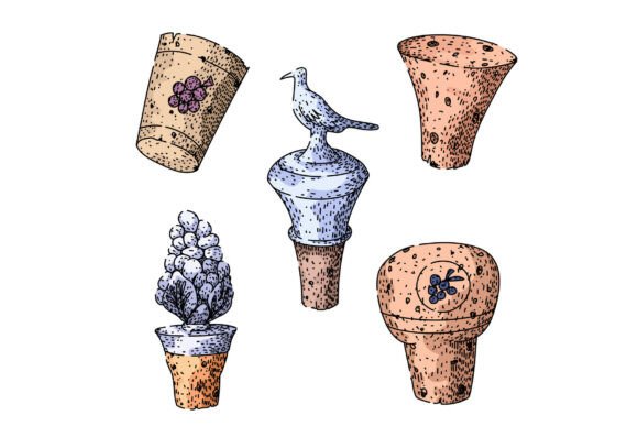 Hand Drawing Various Natural Cork Wine B: A Vintage-Inspired Resource for Creative Projects