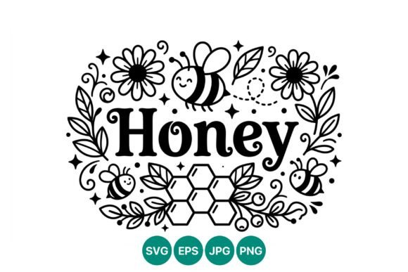 Honey Bees Flowers Vector Art for Design