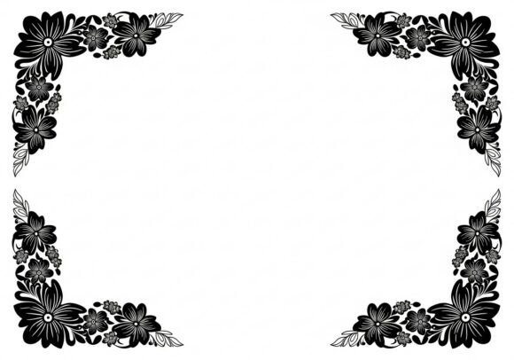 Integrating Black Floral Corner Border Flowers Design into Professional Creative Workflows
