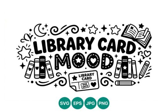 Library Card Mood Black and White Vector