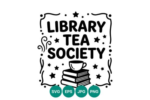 Library Tea Society Black and White: Elevating Your Creative Projects with Timeless Vector Art