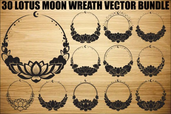 Lotus Moon Wreath SVG Bundle for Creators