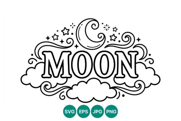 Moon Text Crescent Stars and Clouds: A Timeless Design Element for Modern Creators