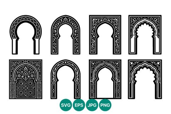 Moorish Arch Vector Art Set: Timeless Geometry for Modern Design