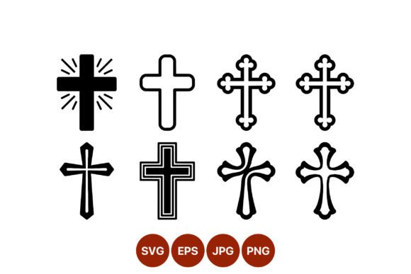 Ornate and Simple Cross Vector Icons
