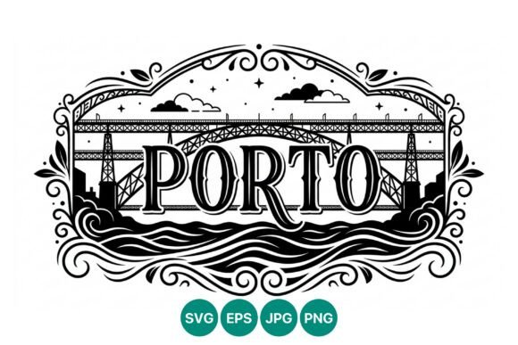 Porto Vector Art with Ornate Waves