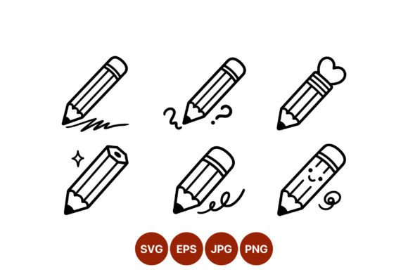 Strategic Clarity: Leveraging Six Pencil Black White Vector Icons for Visual Communication