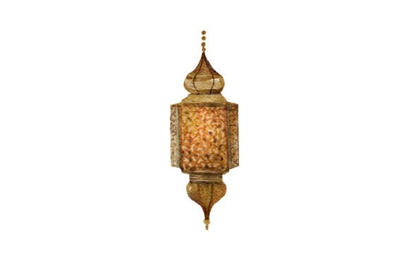 Watercolor Oriental Lamp Clipart: Style & Use