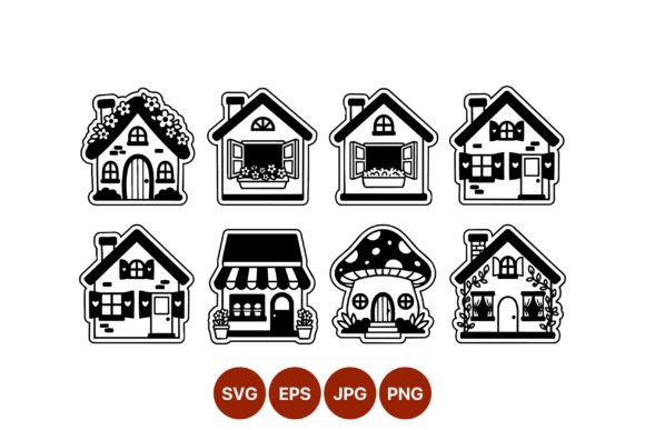 Whimsical Cottage House Line Art: Blending Charm with Modern Design Versatility