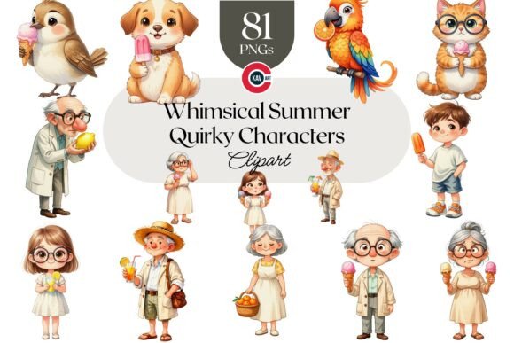 Whimsical Summer Quirky Characters PNGs