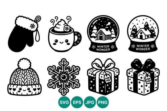 Winter Mittens Hat Gifts Black and White: A Versatile Collection for Modern Design